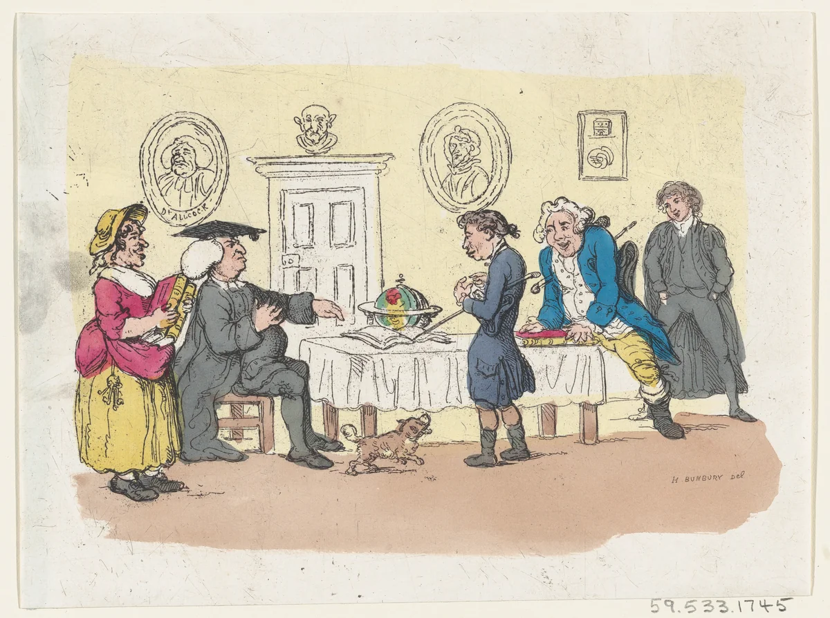 The Hopes of the Family – An Admission at the University by Thomas Rowlandson, print, 1798-1808