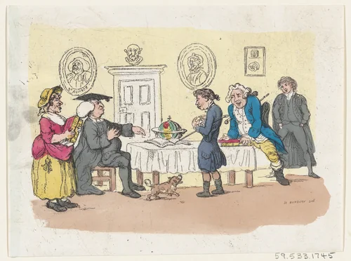 The Hopes of the Family – An Admission at the University by Thomas Rowlandson, print, 1798-1808