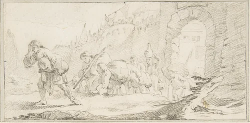 Illustration for a Book: Inhabitants Leaving a Conquered City by Giovanni Battista Tiepolo, drawing, 1696-1770