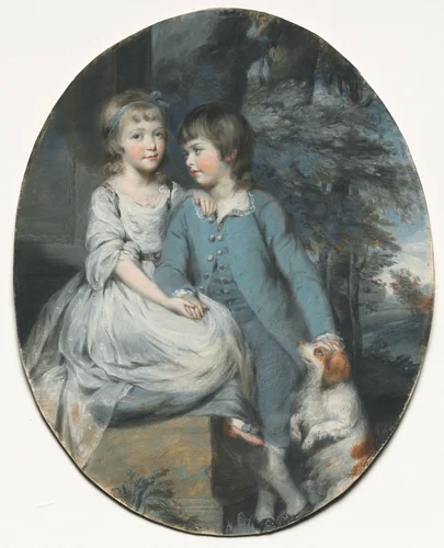 Cropley Ashley-Cooper (Later 6th Earl of Shaftesbury) with His Sister Mary Anne Ashley-Cooper, Later Lady Sturt of Crichel by Daniel Gardner, drawing, 1771-1781