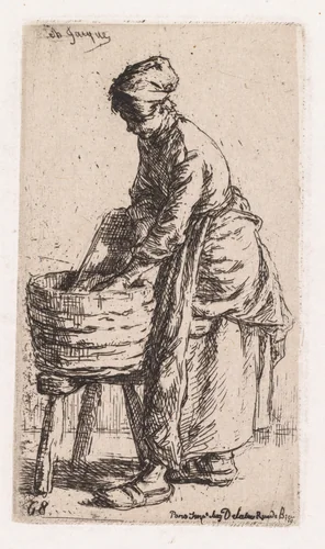 Washerwoman by Charles-Émile Jacque, print, 1850