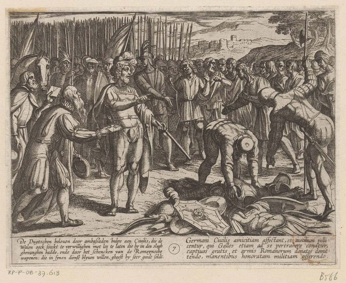 Duitse gezanten bezoeken Julius Civilis by Antonio Tempesta, print, 1611-1612