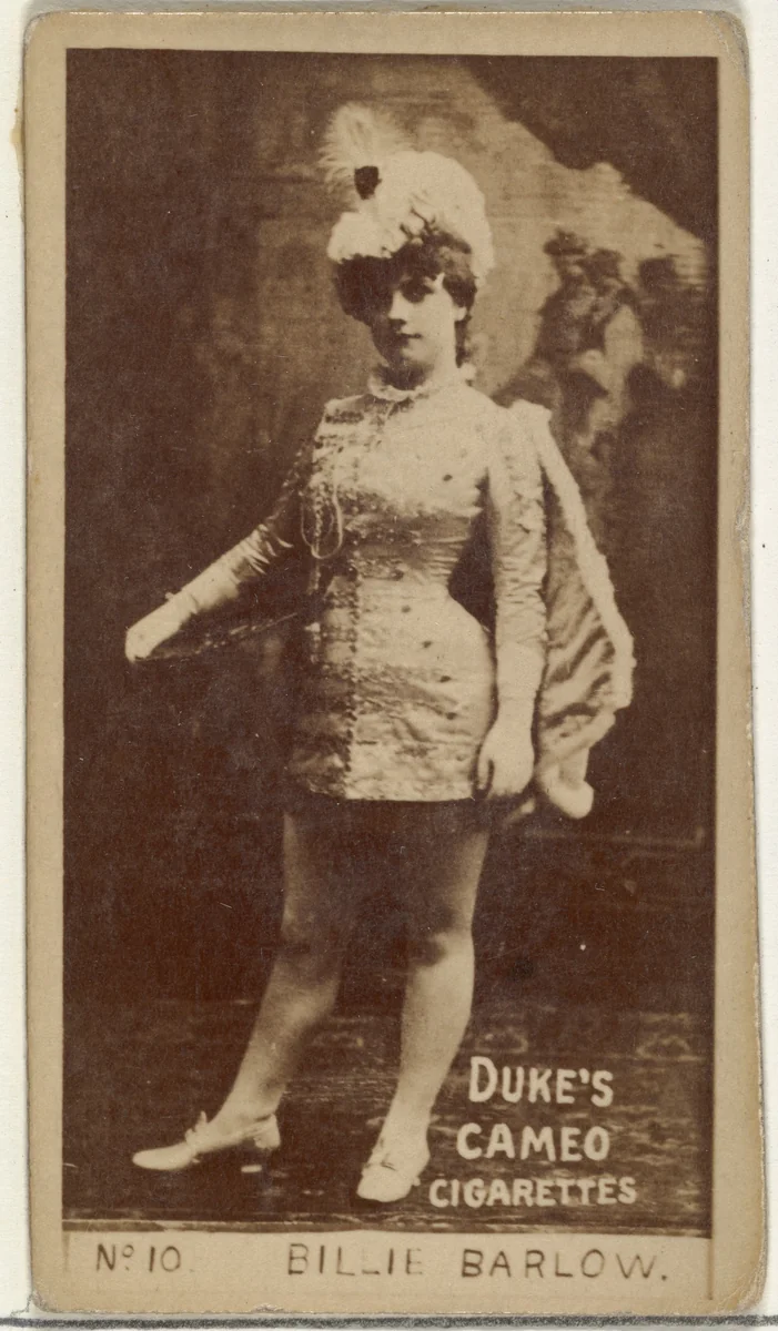 Card Number 10, Billie Barlow, from the Actors and Actresses series (N145-4) issued by Duke Sons & Co. to promote Cameo Cigarettes by W. Duke, Sons & Co., photograph, 1880-1889