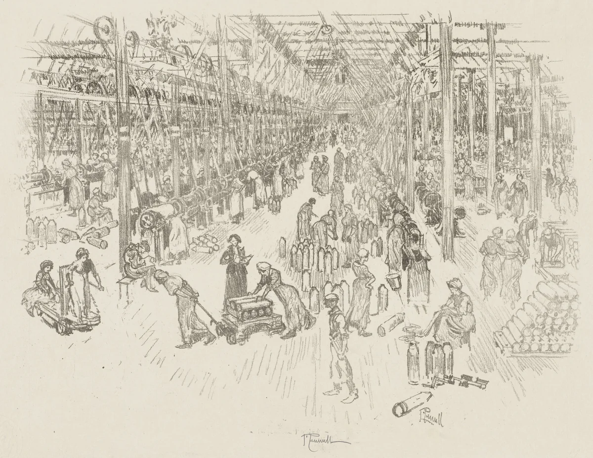 English War Work: The Bay of the Thousand Girls by Joseph Pennell, print, 1916