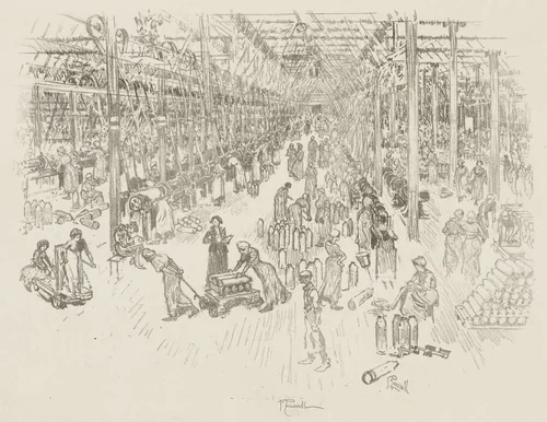 English War Work: The Bay of the Thousand Girls by Joseph Pennell, print, 1916