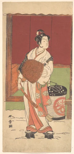 The Actor Ichikawa Monosuke II in the Role of Daito-no-miya Disguised as a Komuso by Katsukawa Shunshô (勝川春章), print, 1762-1782