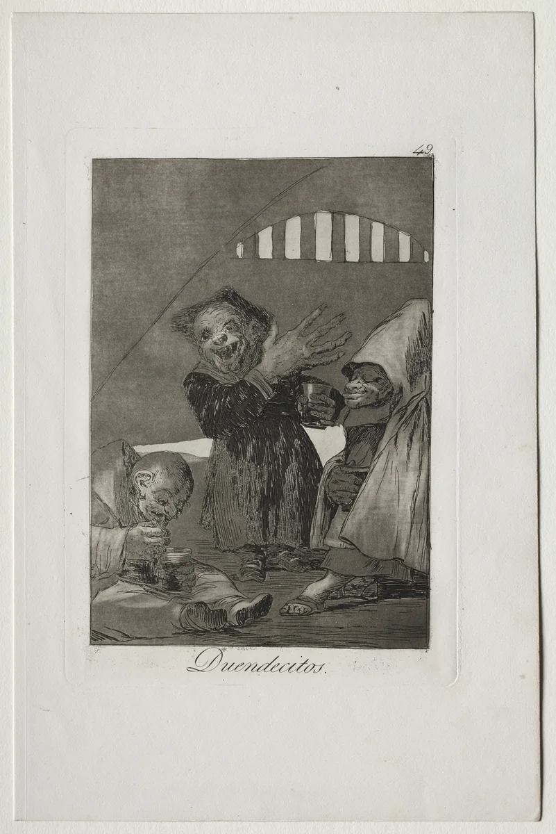 Hobgoblins, Plate 49 by Francisco de Goya, print, 1799