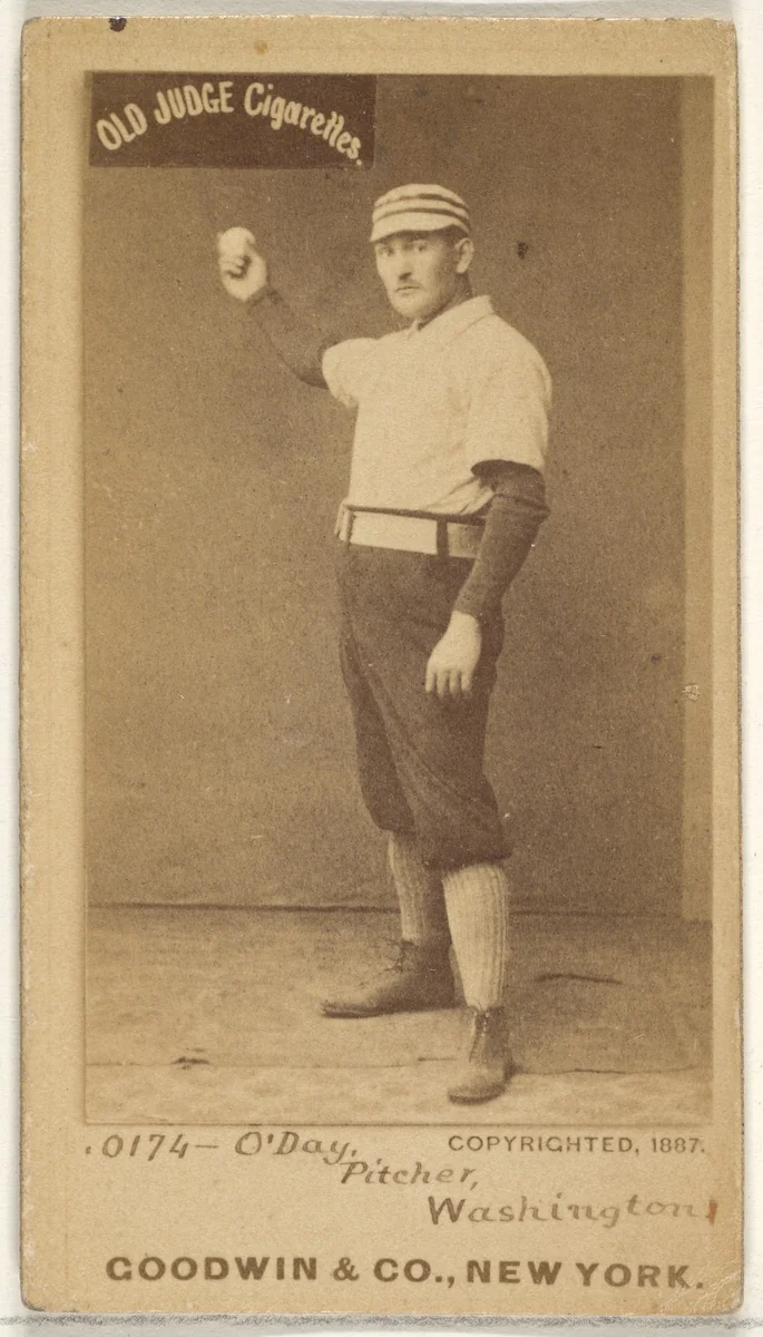 Henry Francis "Hank" O'Day, Pitcher, Washington Nationals, from the Old Judge series (N172) for Old Judge Cigarettes by Goodwin & Company, photograph, 1887