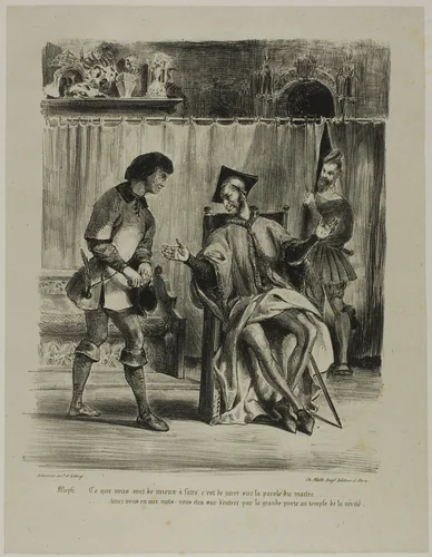 Mephistopheles Receiving the Student, from Faust by Eugène Delacroix, print, 1828