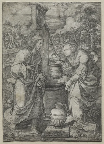 Christ and the Woman of Samaria by Dirk Vellert, print, 1523