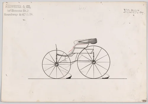 Design for Pony Phaeton, no. 3197a by Brewster & Co., drawing, 1876