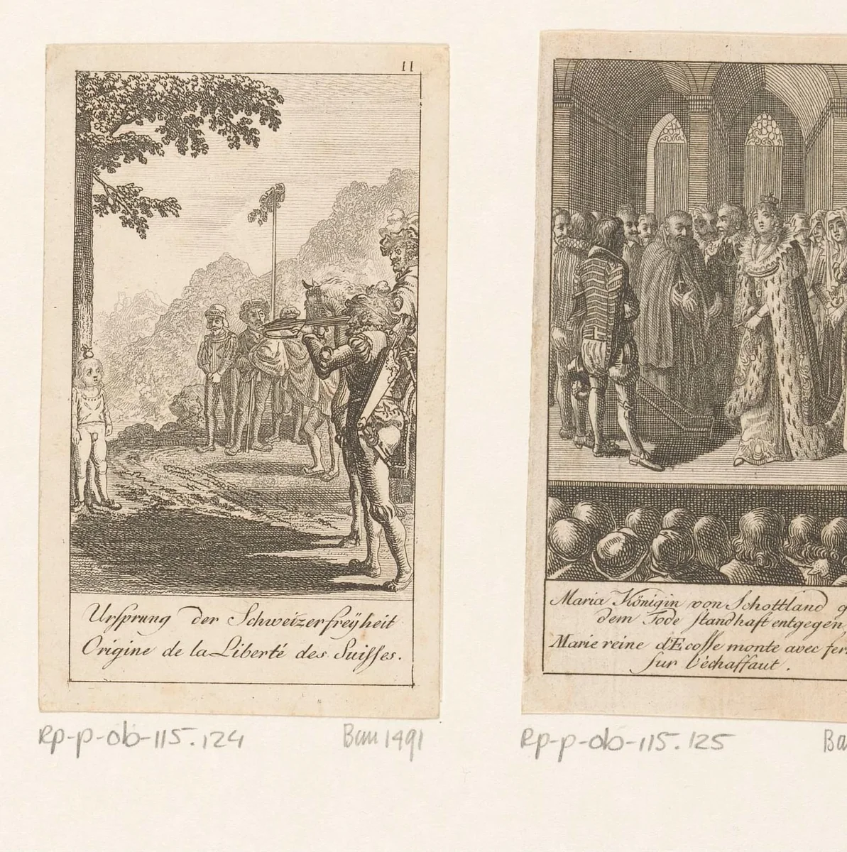 Willem Tell schiet de appel van Walters hoofd by Daniel Nikolaus Chodowiecki, print, 1790