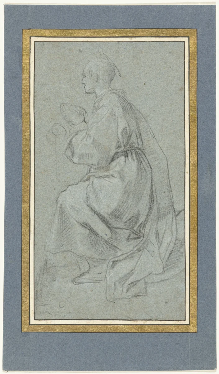 Knielende monnik by anonymous, drawing, 1500-1549