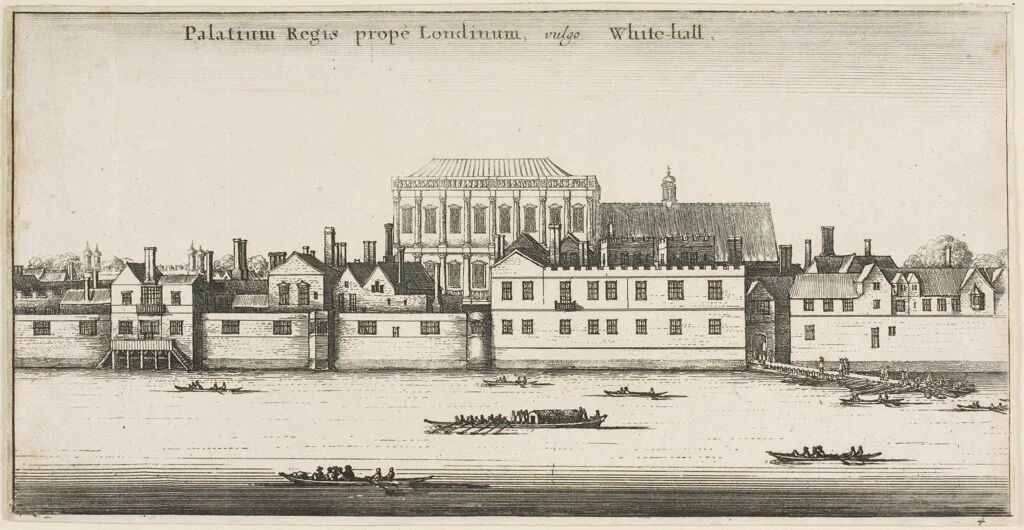 Whitehall from the River by Wenceslaus Hollar, print, 1647