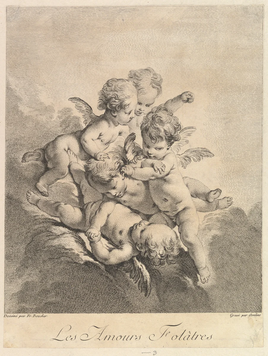 Children playing by Pierre Alexandre Aveline, print, 1750