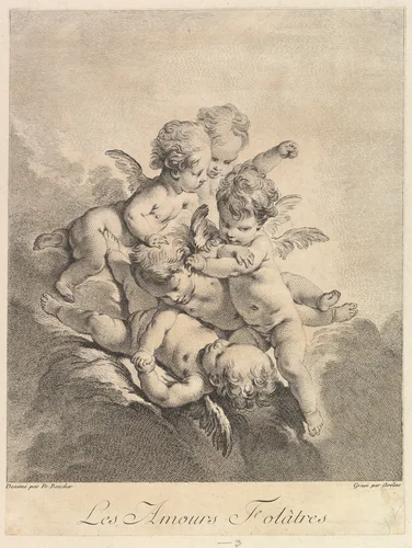 Children playing by Pierre Alexandre Aveline, print, 1750