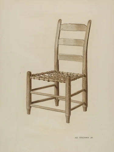 Braided Rawhide-bottomed Chair by Joe Brennan, index of american design, 1939