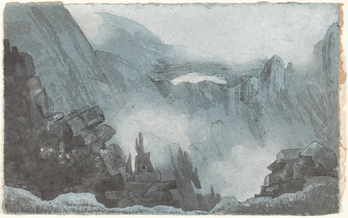 Mountain Scene with Rocks by Anonymous Artist; John Sell Cotman, drawing, 1800-1850