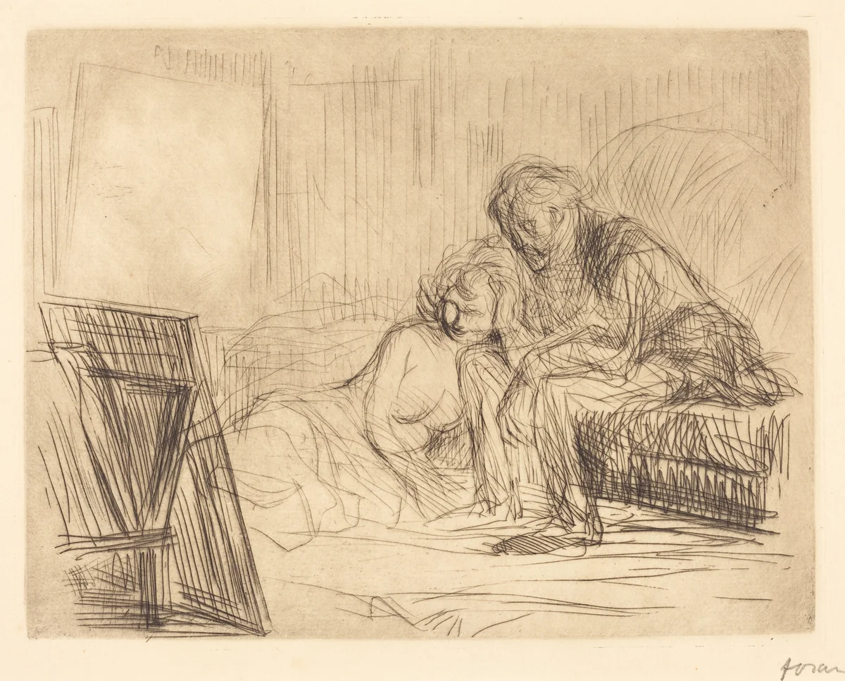 Le repos du modèle (1ère planche) (The Model's Rest) (first plate) by Jean-Louis Forain, print, 1909