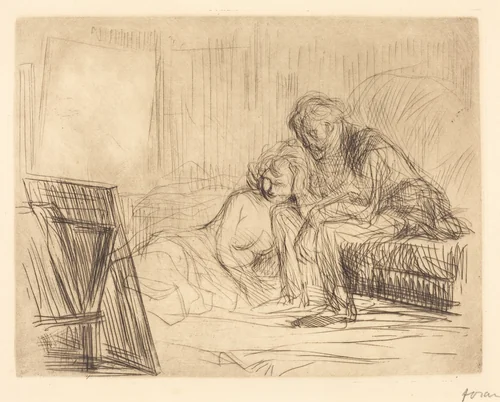 Le repos du modèle (1ère planche) (The Model's Rest) (first plate) by Jean-Louis Forain, print, 1909