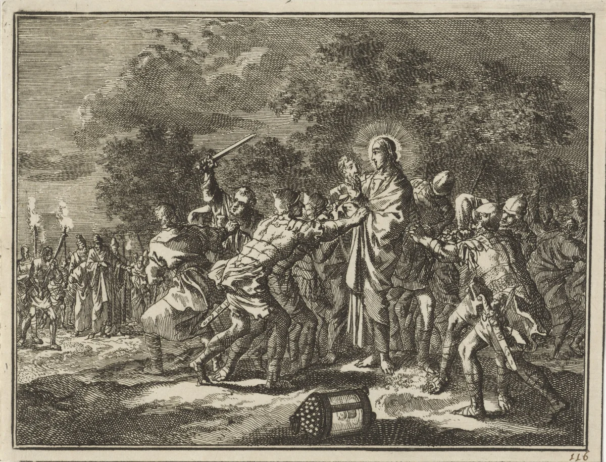 Gevangenneming van Christus by Jan Luyken, print, 1712