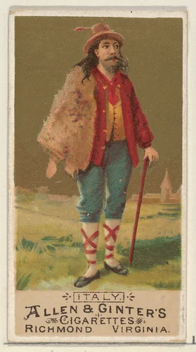 Italy, from the Natives in Costume series (N16) for Allen & Ginter Cigarettes Brands by Allen & Ginter, print, 1886