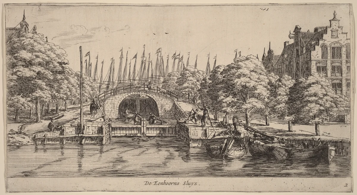 Eenhoorns Sluis (De Eenhoorns Sluys) by Reinier Nooms, print, 1623-1667