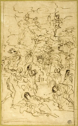 The Martyrdom of Saint Stephen by Pietro da Cortona, drawing, 1655-1665