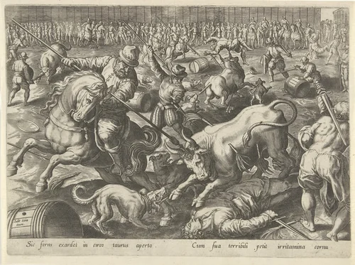 Stierengevecht by Philips Galle, print, 1578