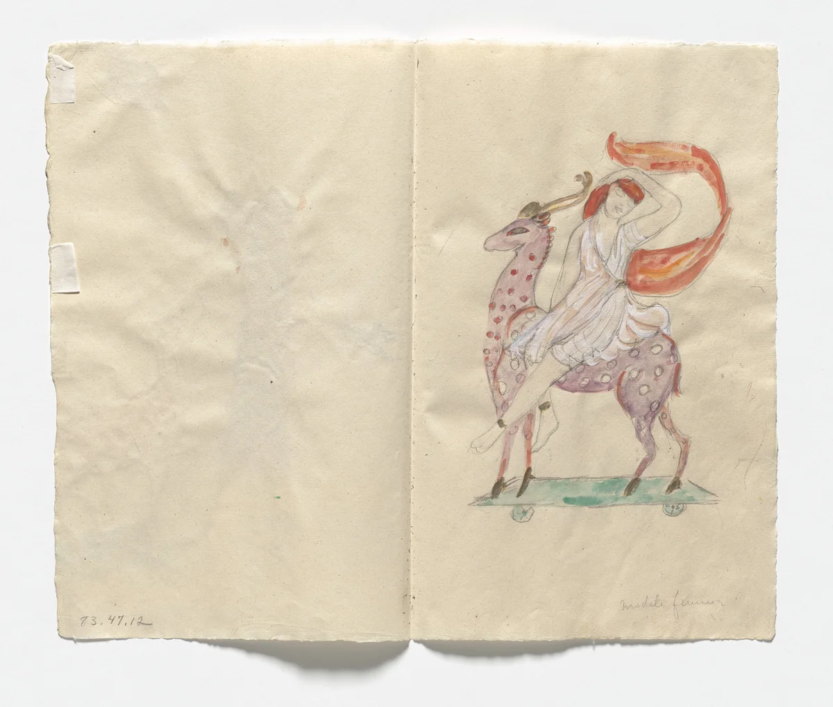 Costume design (Modele femme) for artist's ballet Orphée of the Quat-z-arts by Florine Stettheimer, drawing, 1912