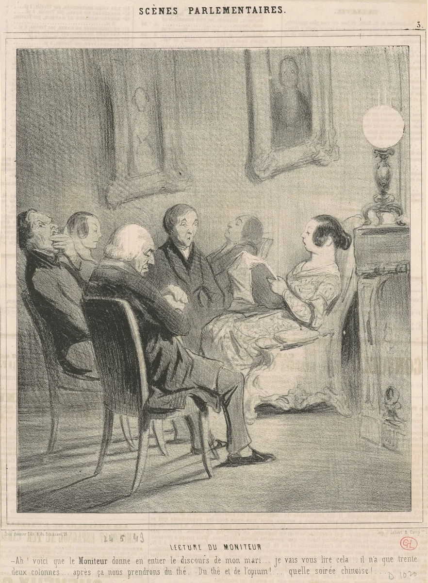 Lecteur du moniteur by Honoré Daumier, print, 1843