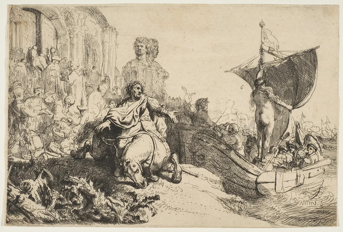 The Ship of Fortune by Rembrandt van Rijn, print, 1628-1638