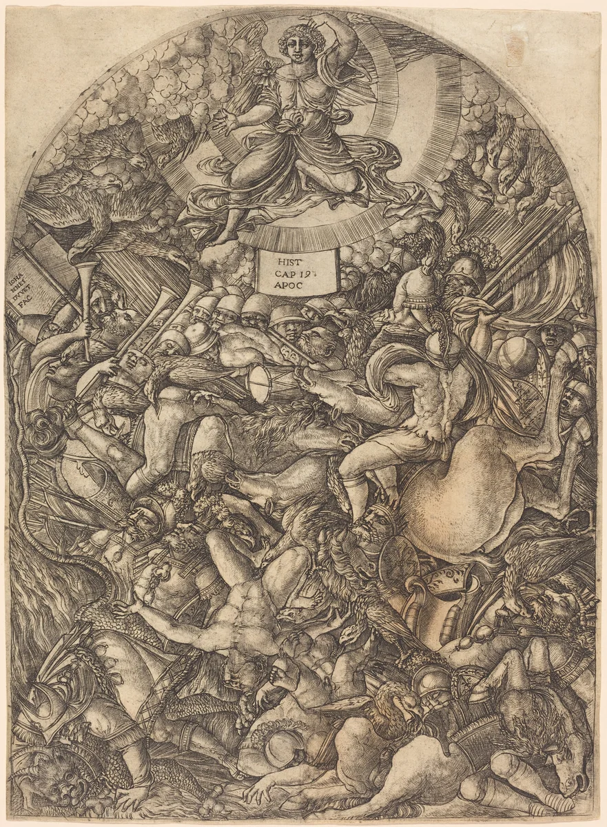 The Angel in the Sun Calling the Birds of Prey by Jean Duvet, print, 1546-1556