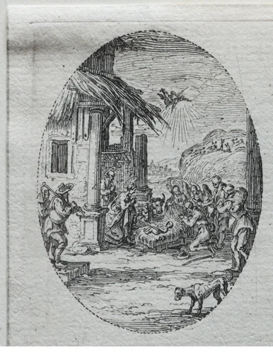 The Mysteries of the Passion: The Adoration of the Shepherds by Jacques Callot, print, 1631