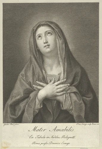The Virgin looking upwards with hands crossed over her chest, after Reni by Domenico Cunego, print, 1776