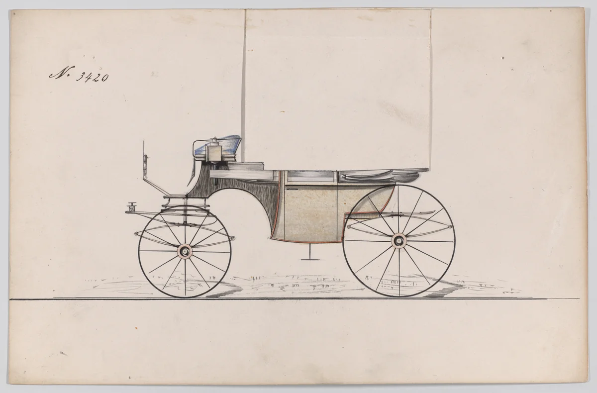 Design for Landaulet, no. 3420 by Brewster & Co., drawing, 1878
