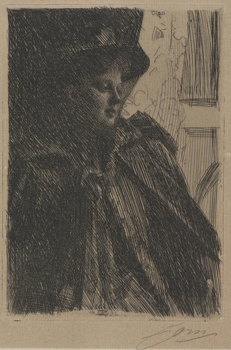 Mme. Olga Bratt by Anders Zorn, print, 1892