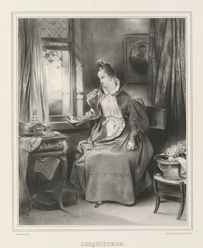 L'Inquietude by Achille Devéria, print, 1829