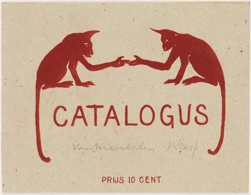Catalogusomslag met twee apen by Theo van Hoytema, print, 1900