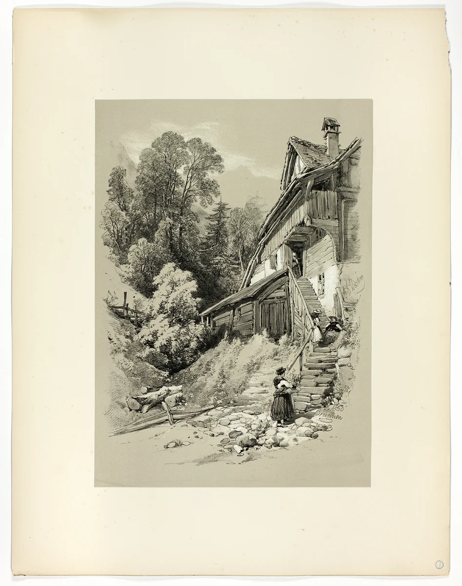 Brunnen, from Picturesque Selections by James Duffield Harding, print, 1860