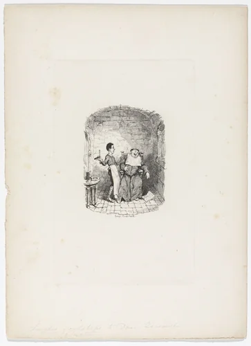 Lazaro & the Franciscan Friar from Rambles in the Footsteps of Don Quixote by Henry D. Inglis by George Cruikshank, illustrated book, 1837