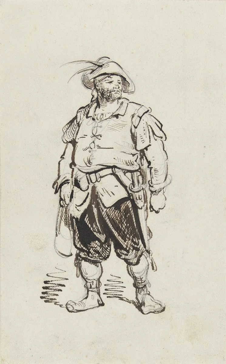 Studie van een soldaat uit het begin der 17e eeuw by Gustave Doré, drawing, 1842-1883