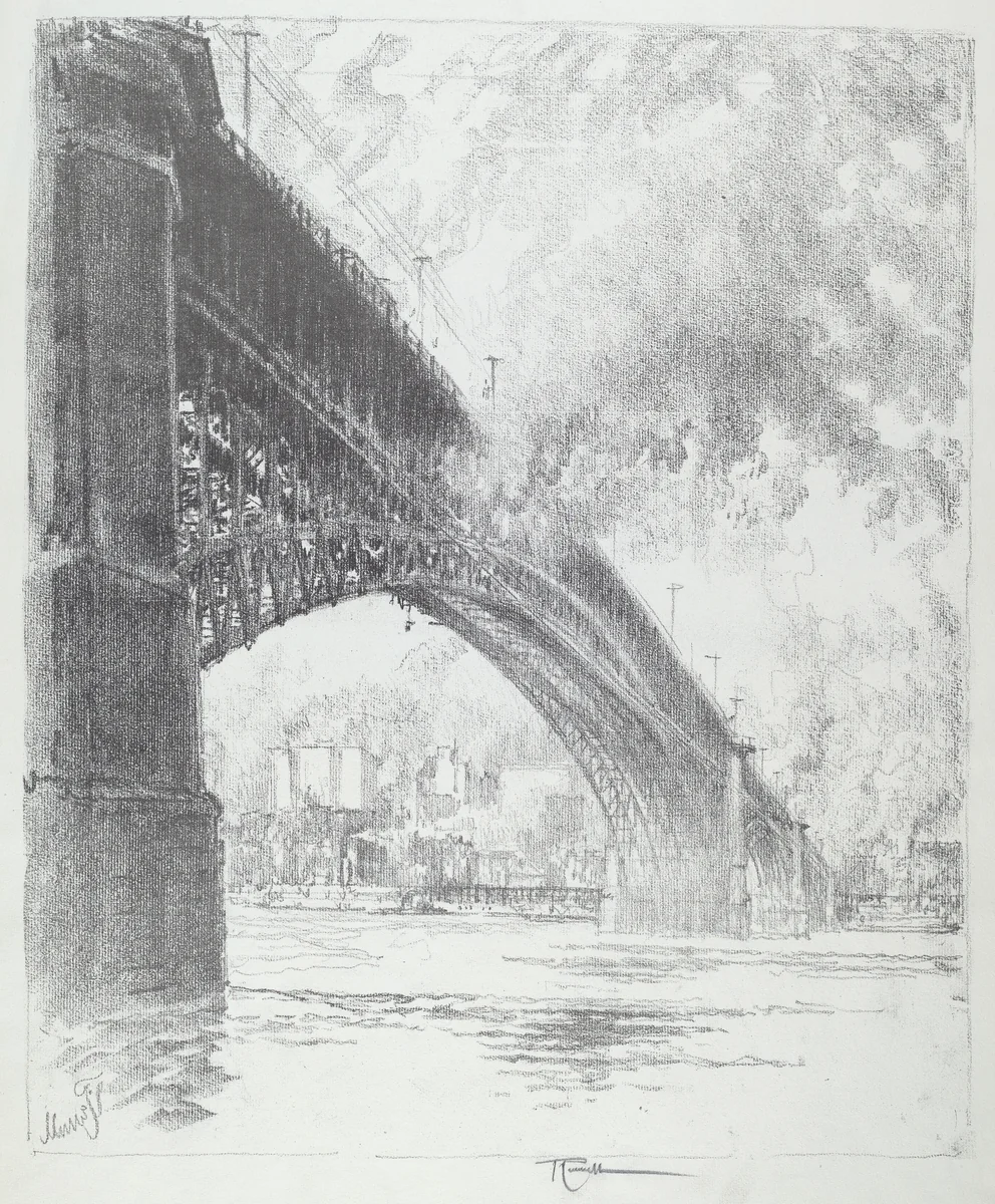 Eads Bridge, St. Louis by Joseph Pennell, print, 1919