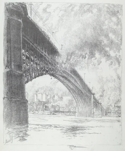 Eads Bridge, St. Louis by Joseph Pennell, print, 1919
