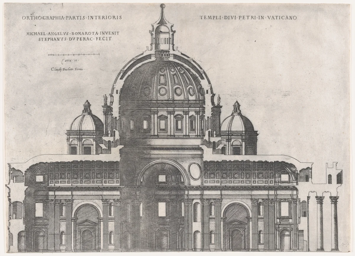 St. Peter's, from "Speculum Romanae Magnificentiae" by Etienne DuPérac, print, 1530-1580