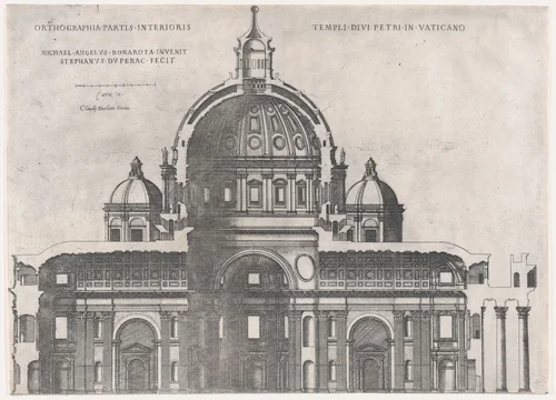St. Peter's, from "Speculum Romanae Magnificentiae" by Etienne DuPérac, print, 1530-1580