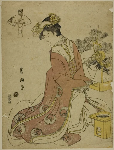 The First Month (Sho gatsu), from the series "Fashionable Twelve Months (Furyu junikagetsu)" by Utagawa Toyokuni I (初代 歌川 豊国), print, 1793