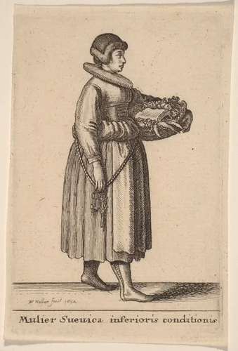 Mulier Svevica Inferioris Conditionis by Wenceslaus Hollar, print, 1642