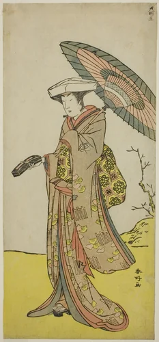 The Actor Nakayama Kojuro VI as Chinzei Hachiro Tametomo Disguised as Lady Hotoke (Hotoke Gozen) in the Play Yukimotsu Take Furisode Genji, Performed at the Nakamura Theater in the Eleventh Month, 1785 by Katsukawa Shunko, print, 1780-1790