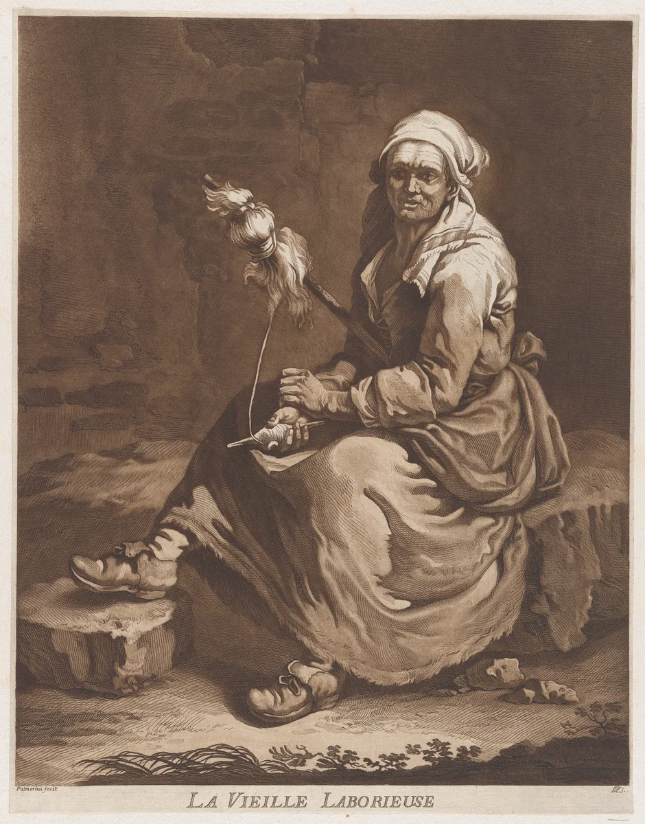 The Old Working Woman by Pietro Jacopo Palmieri, print, 1752-1804